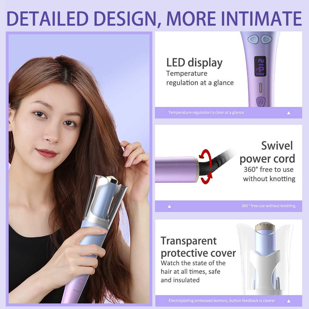 Curling Irons Auto Rotating Hair Curler Electric Multifunctional LCD Iron Automatic Air Spin Magic Styling Tool 221116