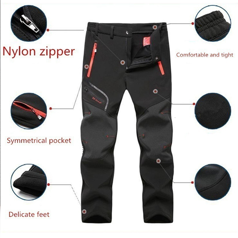 Men's Pants Waterproof Autumn Winter Outdoor Hiking Camping Fashion Sports Trousers Casual Soft Oversize Fleece Warm Cargo 221116