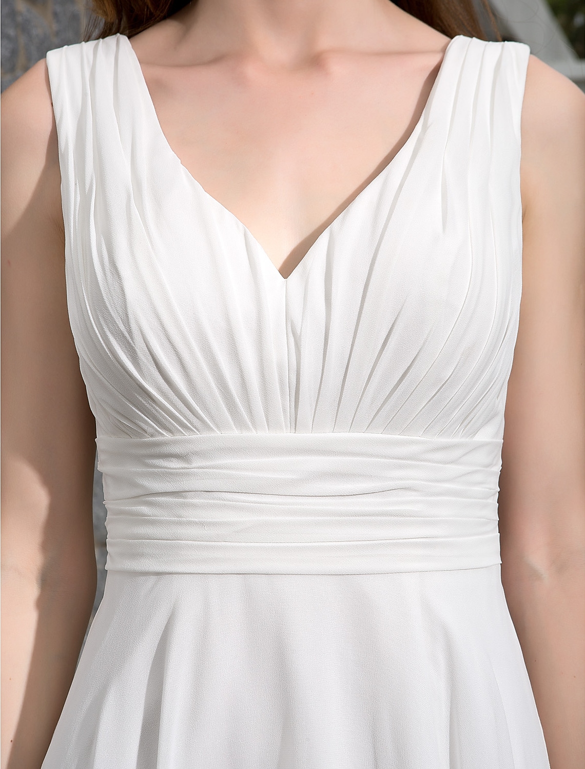 High Low Chiffon Wedding Dress V Neck Asymmetrical Beach Sexy Bridal Party Gowns For Women Vestidos De Noiva
