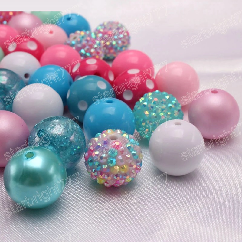 Baby Kids Jewelry Accessories DIY Chunky Bubblegum Beads Colorful Loose Acrylic Rhinestones Beads For Girls Necklace