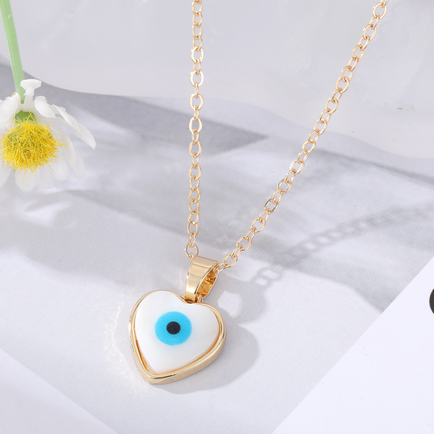 Evil Eye Resin Water Drop Heart Hamsa Hand Pendant Necklaces For Women Turkish Blue Eye Choker Necklace Party Jewelry