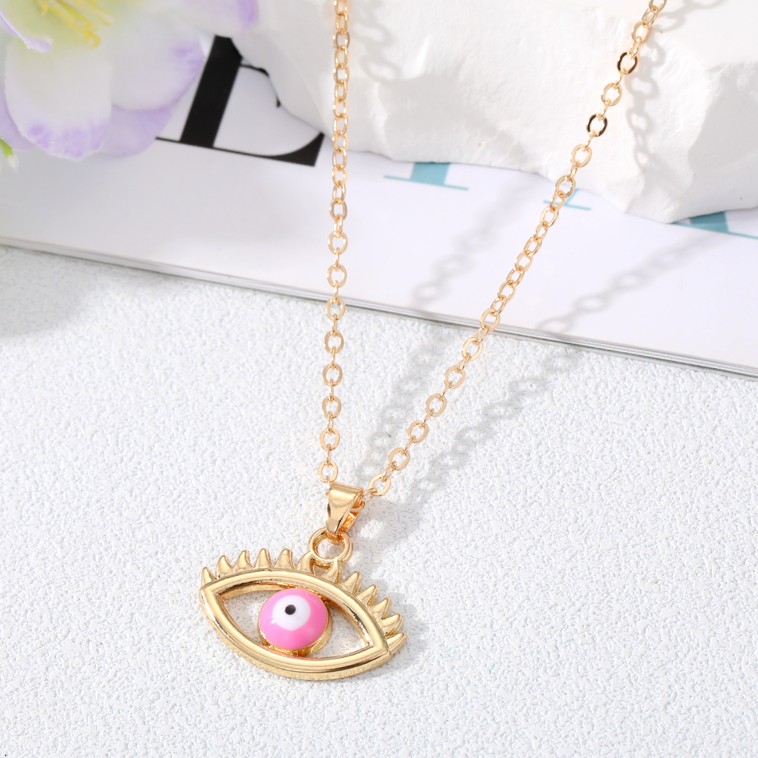 Enamel Evil Eye Pendant Necklace For Women Hollow Turkish Lucky Blue Red Eye Choker Necklaces Clavicel Chains Party Jewelry