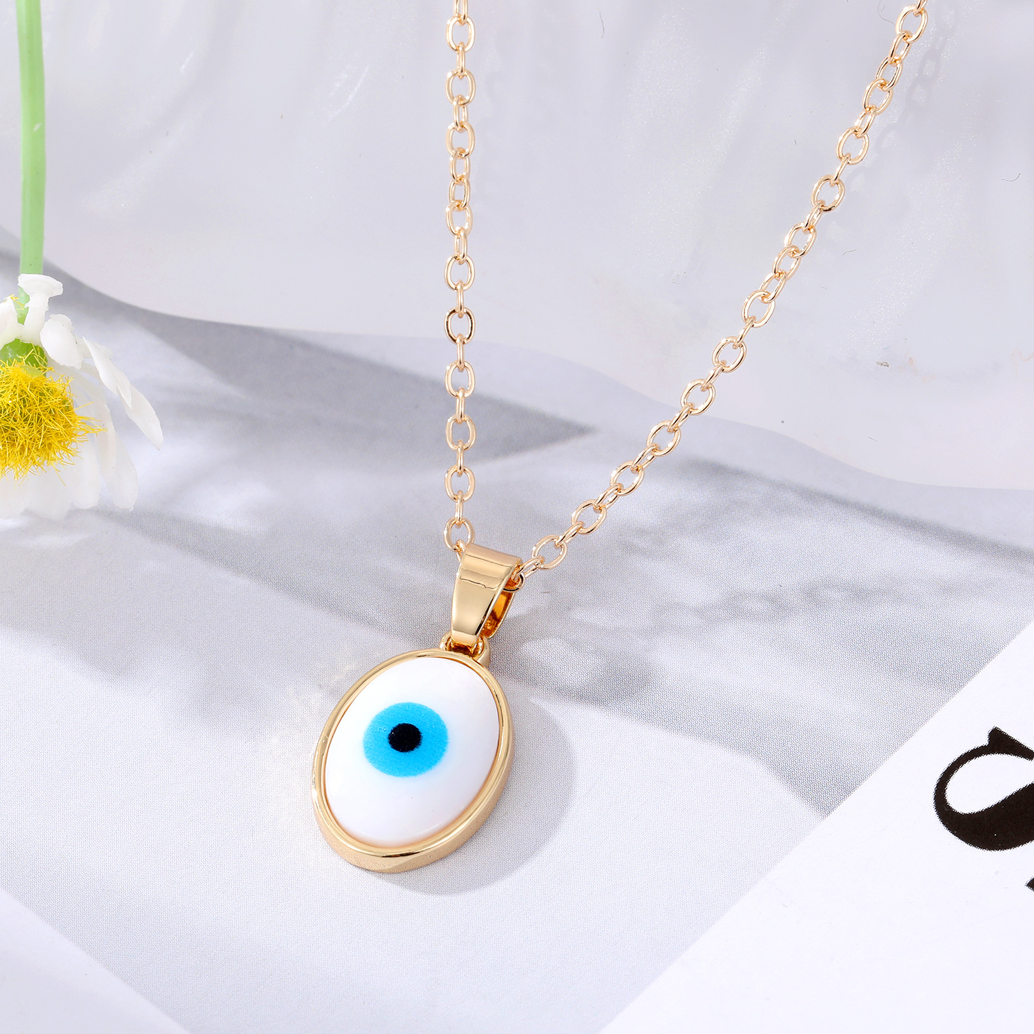 Evil Eye Resin Water Drop Heart Hamsa Hand Pendant Necklaces For Women Turkish Blue Eye Choker Necklace Party Jewelry