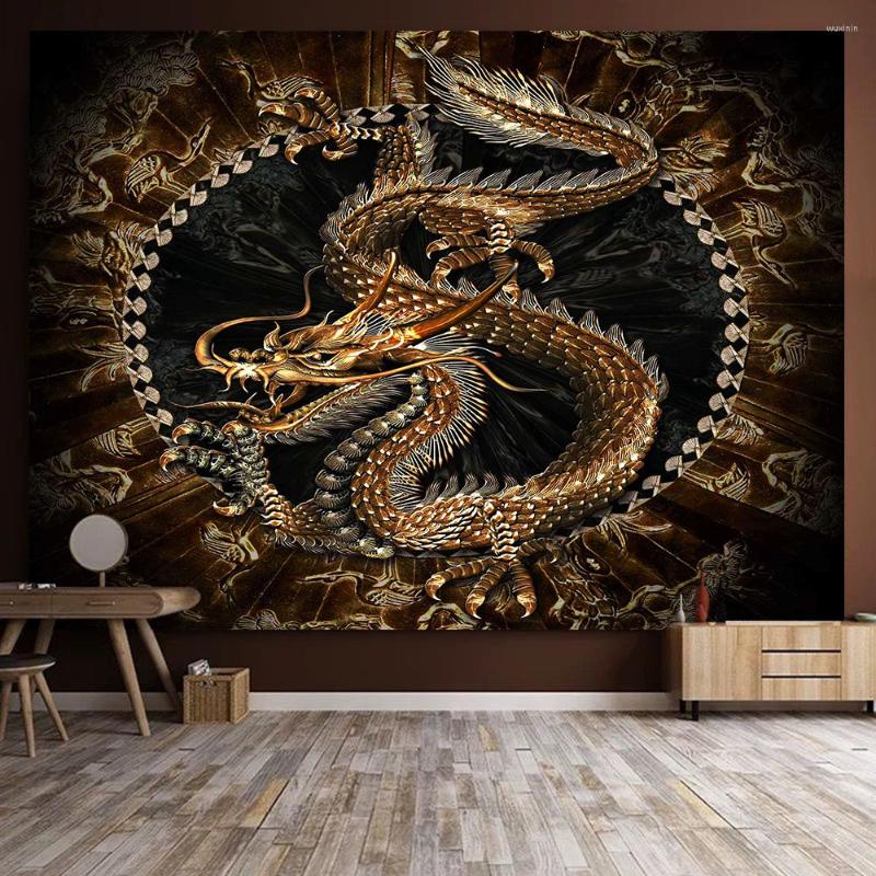 

Tapestries Vintage Room Decor Tapestry Chinese Dragon Totem Kawaii Home Living Dorm Bedroom Aesthetic Cute Blanket