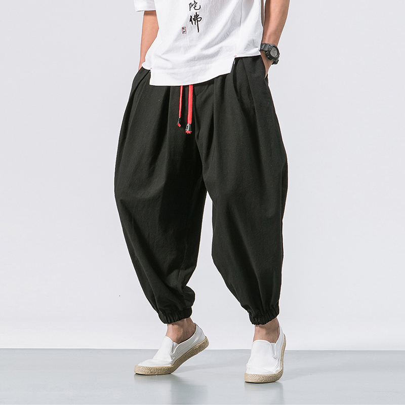 Men's Pants Summer Style Harem Men Chinese Casual Loose Cotton Linen Sweatpants Jogger Streetwear Trousers ABZ397 221116