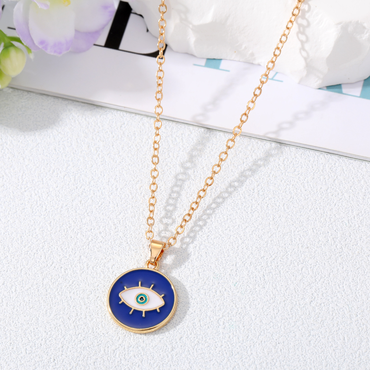 Enamel Evil Eye Pendant Necklace For Women Hollow Turkish Lucky Blue Red Eye Choker Necklaces Clavicel Chains Party Jewelry