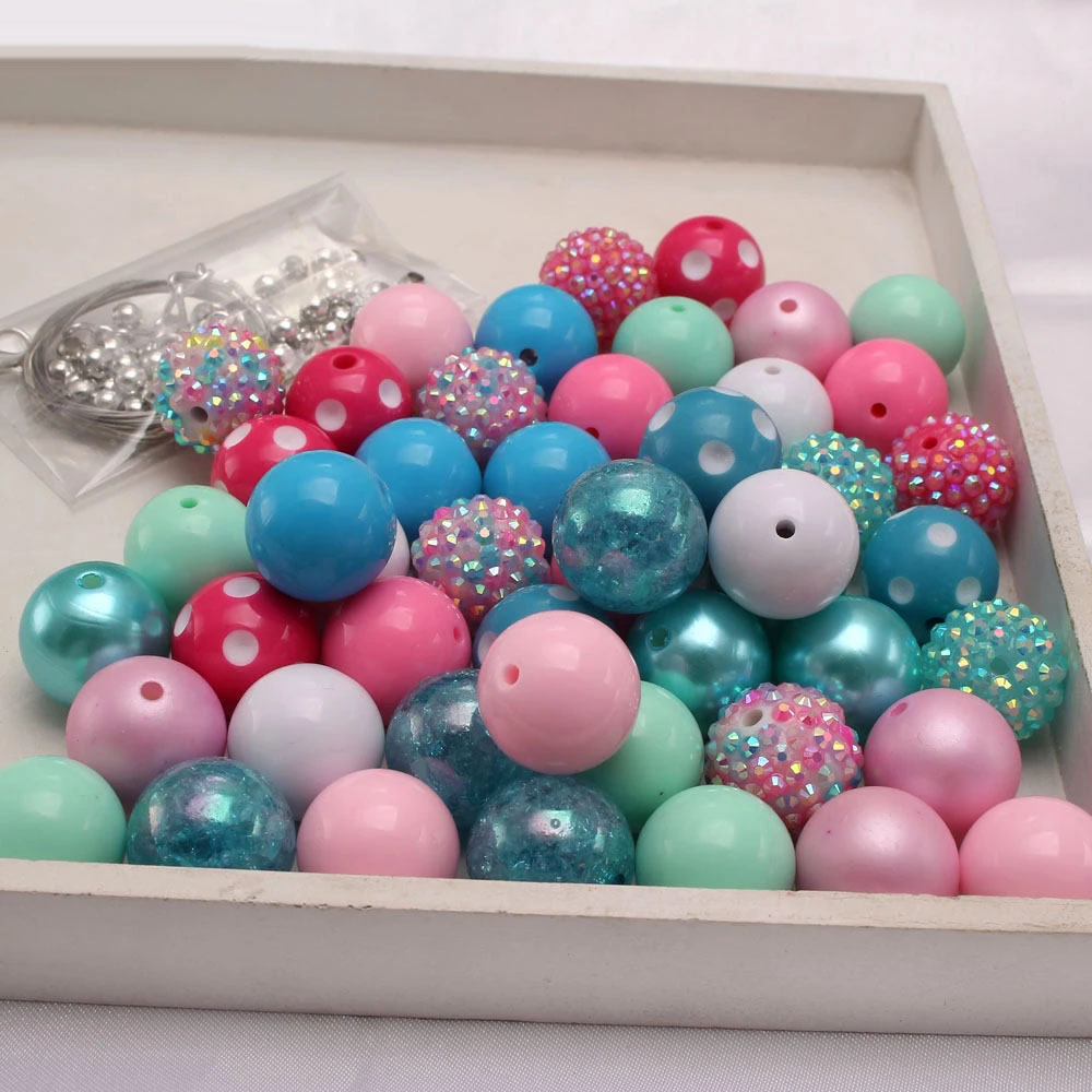 Baby Kids Jewelry Accessories DIY Chunky Bubblegum Beads Colorful Loose Acrylic Rhinestones Beads For Girls Necklace