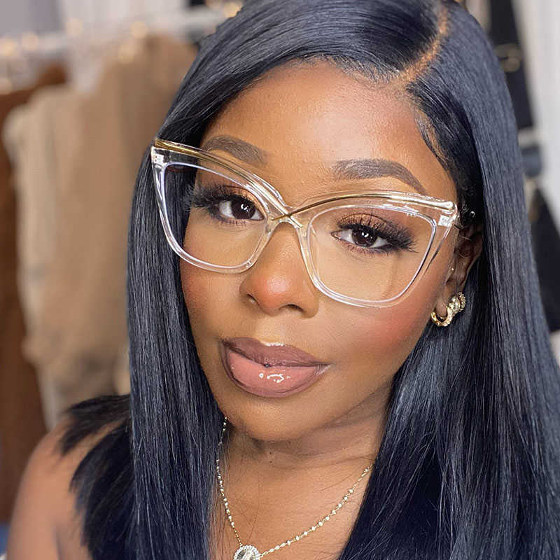 Sunglasses Frames Cat Eye Clear Reading Glasses Female Oversized Metal prescription Eye Glasses Frame Brand Designer Frames Fashion Sexy Spectacle T22