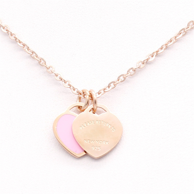 Double heart designer necklace woman stainless steel jewelry blue pink green pendant jewelry on the neck Valentine Day Christmas gifts for girlfriend wholesale
Double heart designer necklace woman stainless steel jewelry blue pink green pendant jewelry on the neck Valentine Day Christmas gifts for girlfriend wholesale