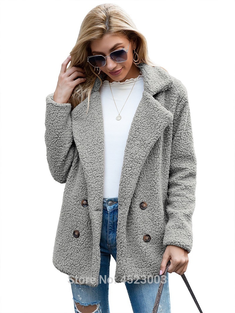 Women's Fur Faux Elegant Women Coat Autumn Winter Warm Female Plush Overcoat Pocket Casual Teddy Outerwear 221116