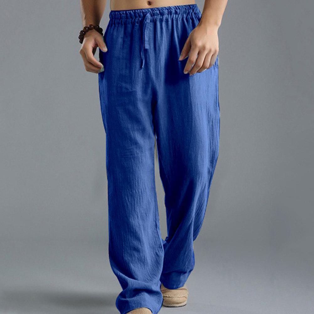 Men's Pants Plus Size Men Cotton Linen Long Elastic Waist Loose Straight Trousers Summer Breathable Slender Casual Sports 5XL 221116