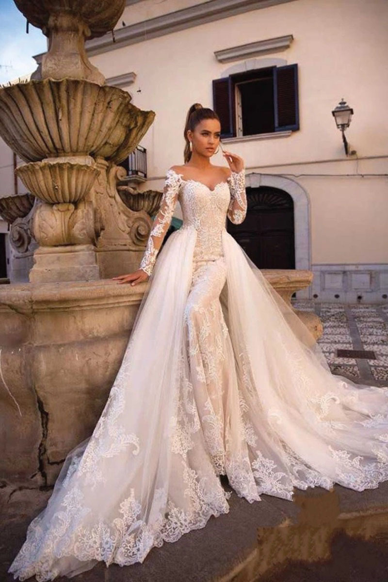 Vintage Mermaid Wedding Dresses With Detachable Train Sleeveless Lace Applique Beach Vestidos De Novia Summer Boho Bridal Gowns Custom Made 2023