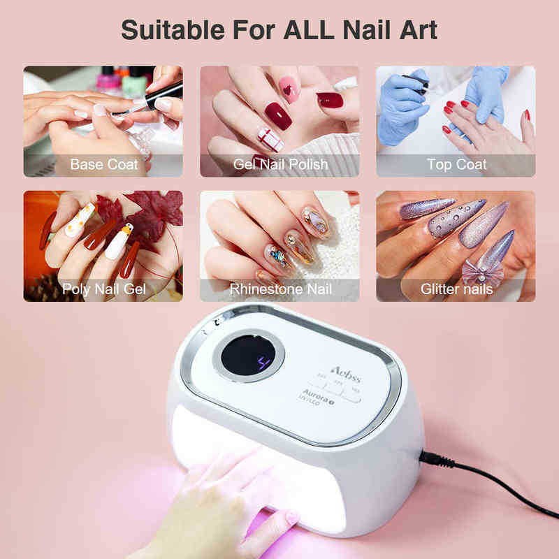 Nxy Aubss Uv Led Lamp Nail Dryer Aurora 2 in 1 48w High Power Quick Drying for Manicure Accessories Gel Polish 220624