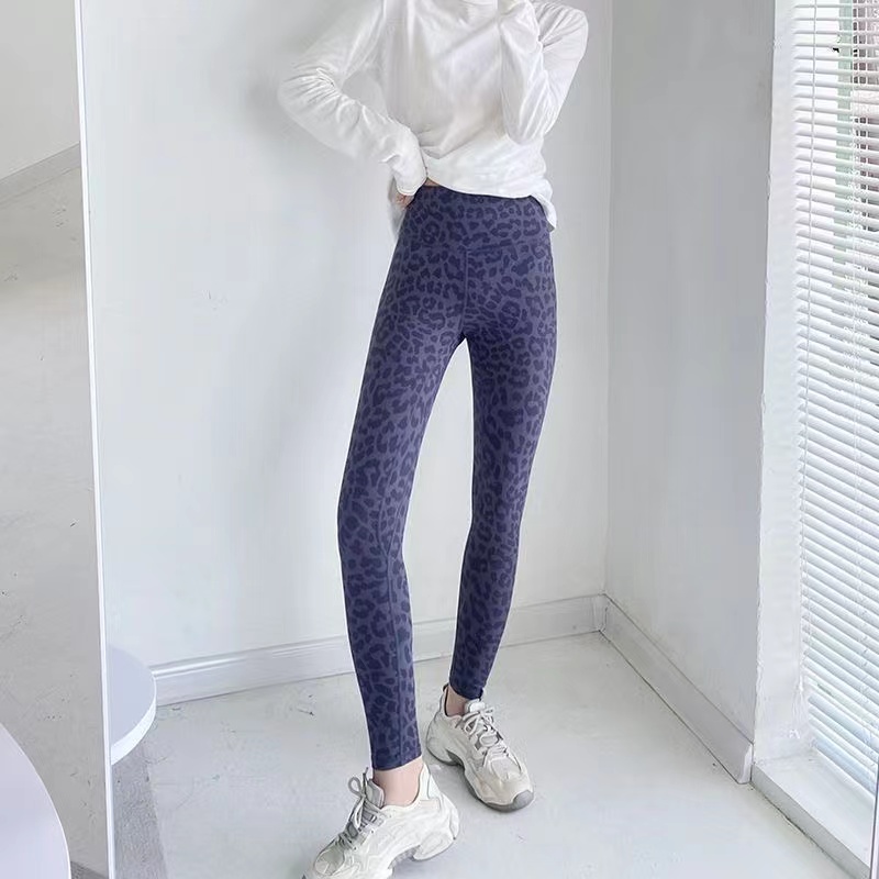 Leopard Leggings Yoga Pant Women's High Waist Sweatpants Cheetah Sports Fitness Ninth Tight Pants 25"