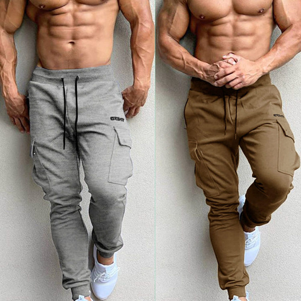 Men's Pants Joggers Sweatpants Men Casual Cargo Fitness Bottoms Skinny Sportswear Black Trousers Male Multi-pocket Cotton Track 221116