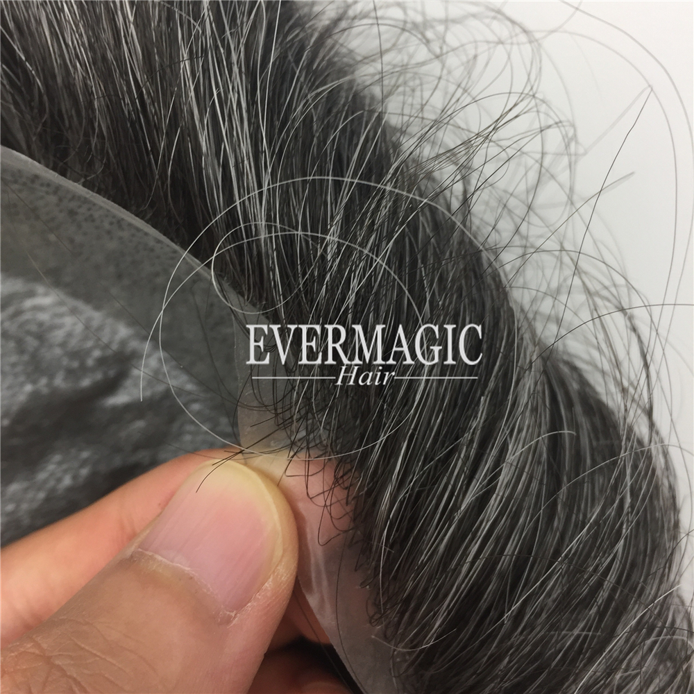 1B40 pepper and salt Mixed color Mens Wigs Replacement Toupee For Hair Loss Elder Men
