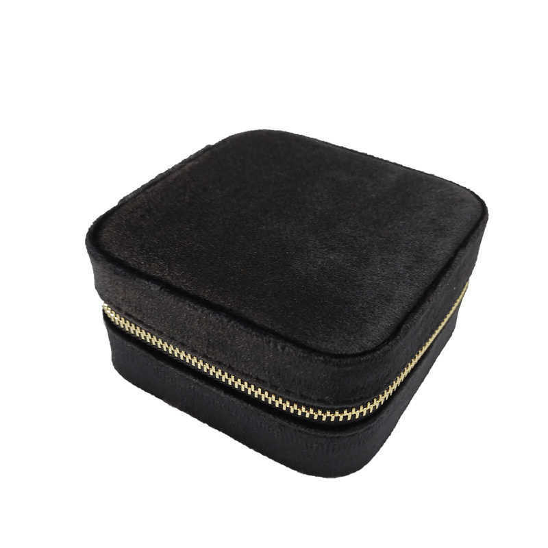 Travel Velvet Jewelry Box With Mirror Gifts Case For Women Girls Small Portable Organizer Zipper Boxes For Rings Earrings Necklaces