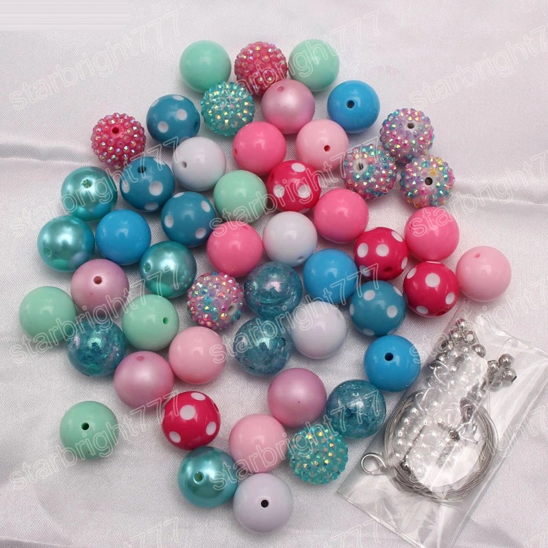 Baby Kids Jewelry Accessories DIY Chunky Bubblegum Beads Colorful Loose Acrylic Rhinestones Beads For Girls Necklace