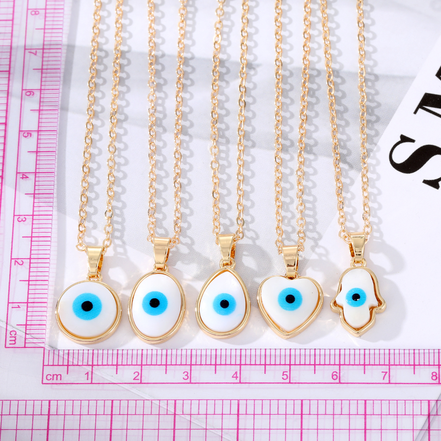 Evil Eye Resin Water Drop Heart Hamsa Hand Pendant Necklaces For Women Turkish Blue Eye Choker Necklace Party Jewelry