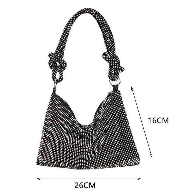 Handle Rhinestones Evening Clutch Bag Sier Shiny Crystal Dinner Party Wedding Purses and Handbag Designer Shoulder Bags Y220630 brandwomensbags