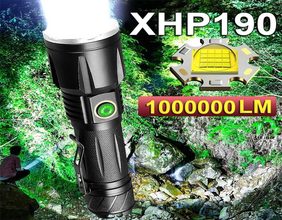 Super 190 Most Powerful Led Flashlight 90 Usb High Power Torch Light Rechargeable Tactical 18650 Hand Work Lamp 220307338538