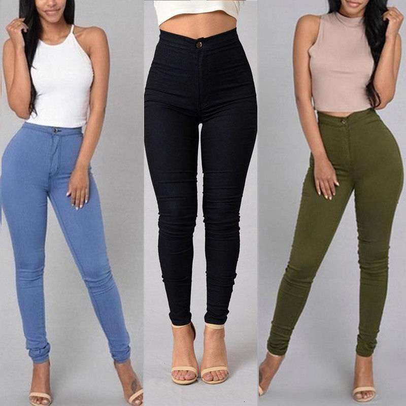 Womens Jeans Women Fashion Solid Leggings Sexy Fitness High Waist Trousers Female White Black Blue Skinny Clothing 221115