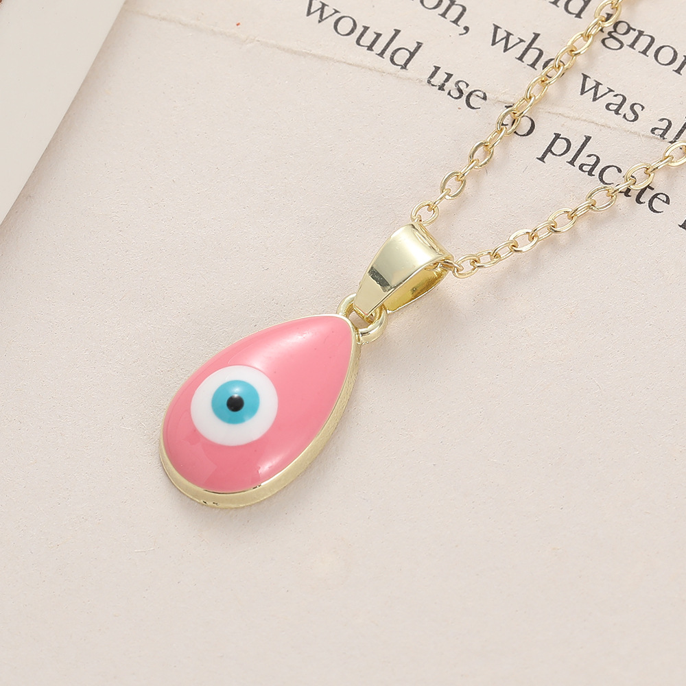 Water drop Enamel Evil Blue Eyes Pendant Necklace For Womens Turkish Lucky Eye Choker Necklaces Clavicel Chains Wedding Party Jewelry