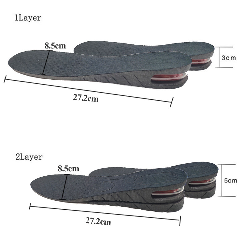 Shoe Parts Accessories 3-9cm Height Increase Insole With Air Cushion Lift Adjustable Cut Heel Insert Taller Support Absorbant Foot Pad 221116