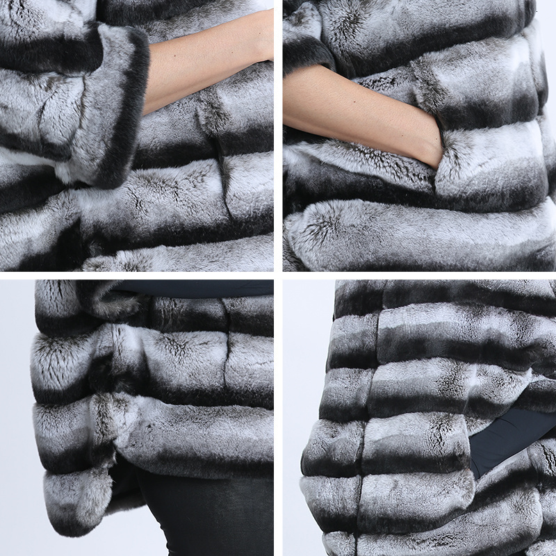 Women's Fur Faux Real Rex Rabbit Natural Coat Female Hoodies Zipper Poncho Jackets Winter Clothes Woman Fluffy Warm Fashion Big Size 221116