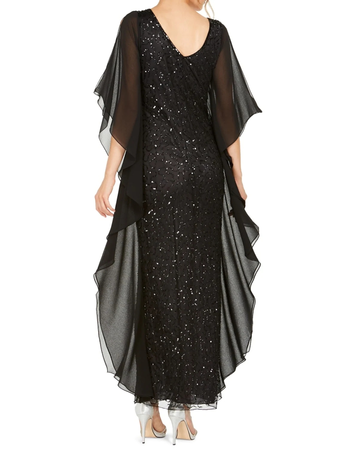 Black Sheath Mother of the Bride Dress 2023 Elegant V Neck Ankle Length Sequiln Chiffon Half Sleeve Groom Godmother Gowns For Wedding New