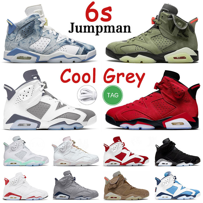 Nike air jordan 6 retro jumpman 6s vi Travis Scott Jorden Basketball Shoes Cool Grey 6s VI Washed Denim Toro Tiffany Blue Cactus Jack Metallic Si