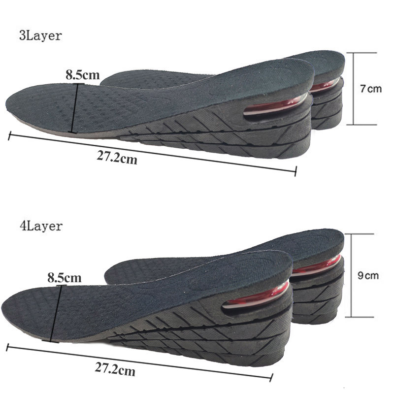 Shoe Parts Accessories 3-9cm Height Increase Insole With Air Cushion Lift Adjustable Cut Heel Insert Taller Support Absorbant Foot Pad 221116