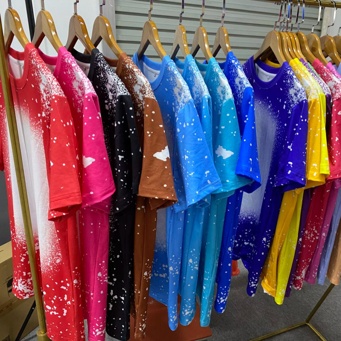 DHL Sublimation party Bleached Shirts Heat Transfer Blank Bleach Shirt Bleached Polyester T-Shirts US Men Women Supplies GJ0224