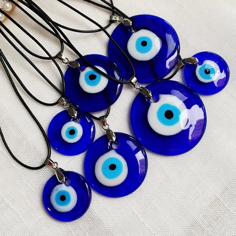 30mm Evil Eye Necklace for Women Men Sea Blue Glass Lucky Pendulum Turkey Turkish Eyes Pendant Necklace Choker Jewelry