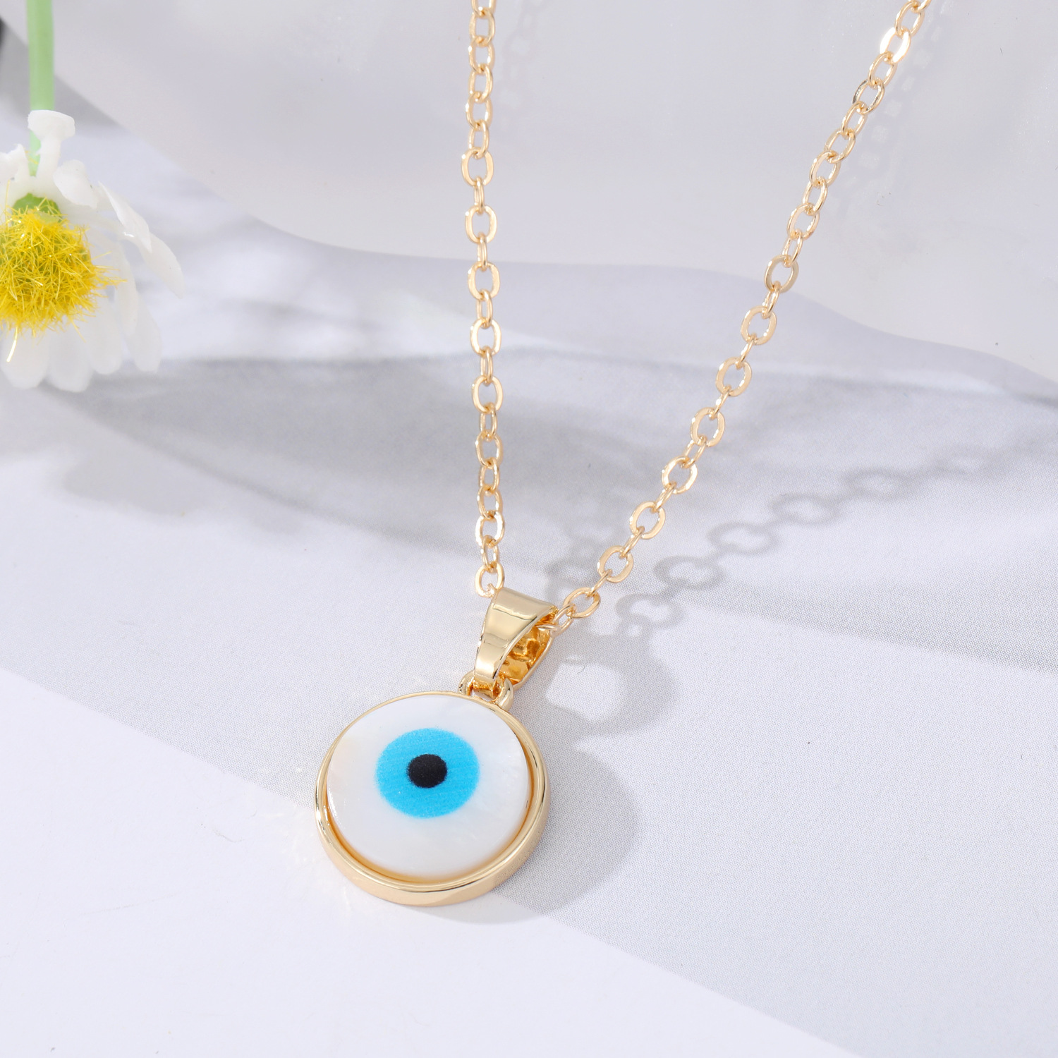 Evil Eye Resin Water Drop Heart Hamsa Hand Pendant Necklaces For Women Turkish Blue Eye Choker Necklace Party Jewelry