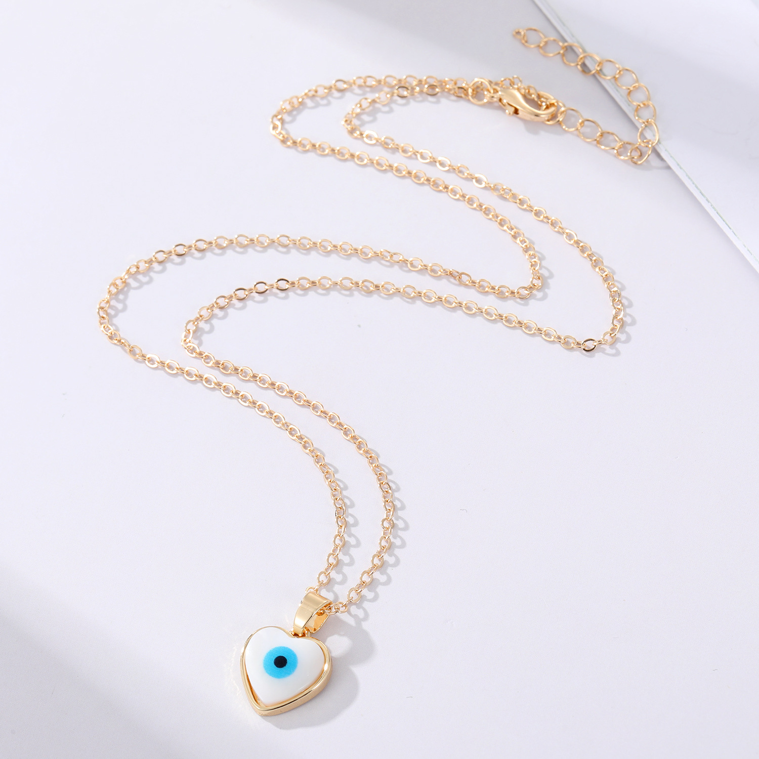 Evil Eye Resin Water Drop Heart Hamsa Hand Pendant Necklaces For Women Turkish Blue Eye Choker Necklace Party Jewelry
