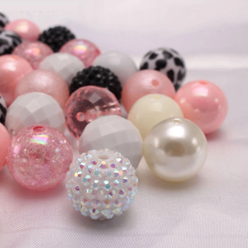 50PCS jewelry Colorful Chunky Bubblegum Beads DIY Kids Baby Loose Acrylic Rhinestones Beads For Girls Necklace/Bracelet