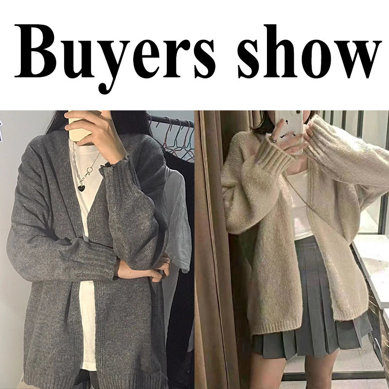 Womens Knits Tees Autumn Winter Thicken Warm Sweater Cardigan Women Japan Style Lazy Wind Soft Knit Cardigans Female Gray Khaki Loose Knitted Coat 221