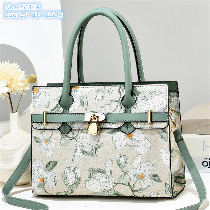 Wholesale factory ladies shoulder bags 6 color elegant large-capacity horizontal printed tote bag everyday Joker contrast leather handbag sweet fashion backpack