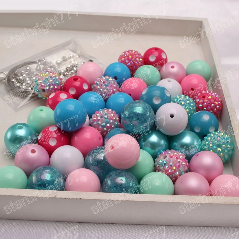 Baby Kids Jewelry Accessories DIY Chunky Bubblegum Beads Colorful Loose Acrylic Rhinestones Beads For Girls Necklace