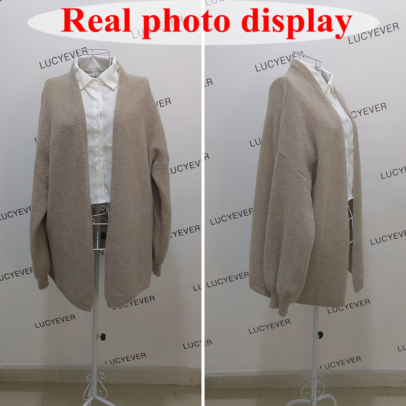 Womens Knits Tees Autumn Winter Thicken Warm Sweater Cardigan Women Japan Style Lazy Wind Soft Knit Cardigans Female Gray Khaki Loose Knitted Coat 221