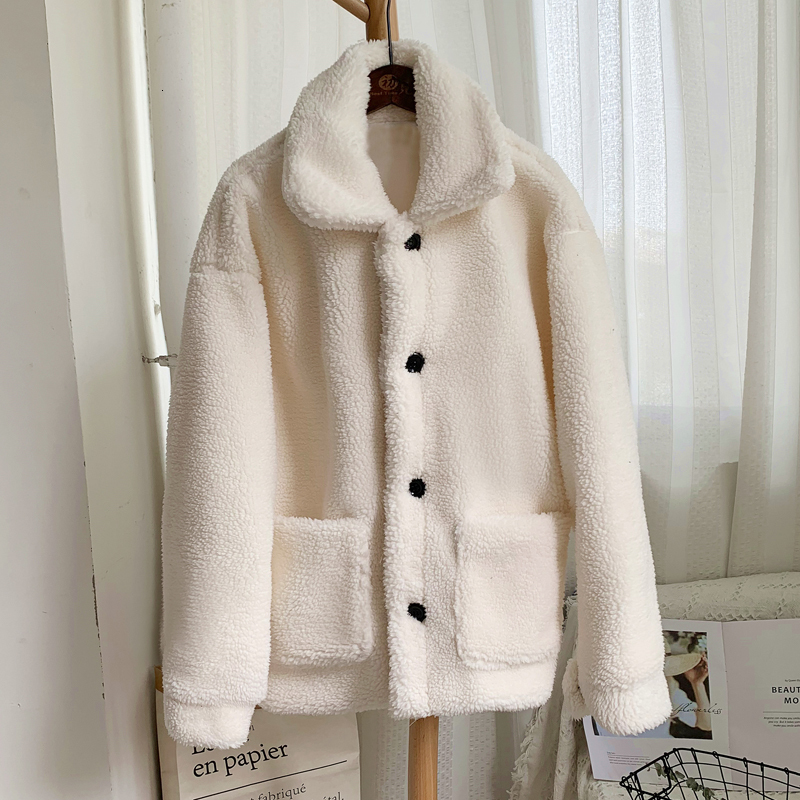 Women's Fur Faux Winter Thicken Warm Teddy Jacket Coat Women Casual Fashion Lamb Overcoat Fluffy Cozy Loose Outerwear Female 221116