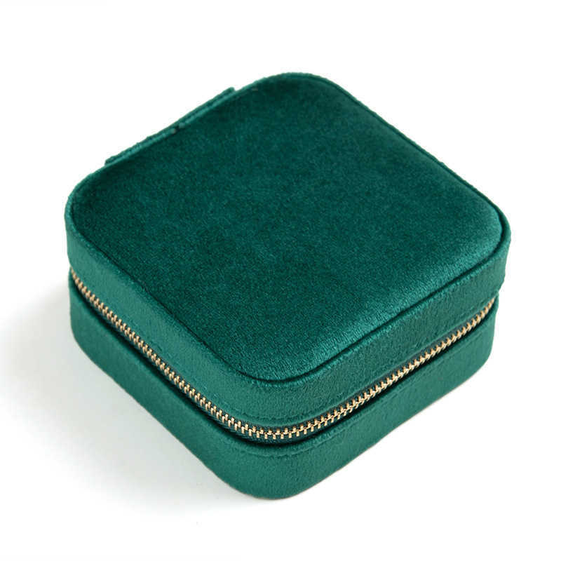 Travel Velvet Jewelry Box With Mirror Gifts Case For Women Girls Small Portable Organizer Zipper Boxes For Rings Earrings Necklaces