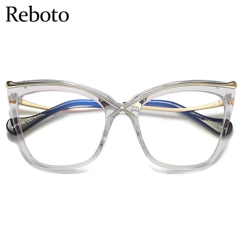 Sunglasses Frames Cat Eye Clear Reading Glasses Female Oversized Metal prescription Eye Glasses Frame Brand Designer Frames Fashion Sexy Spectacle T22