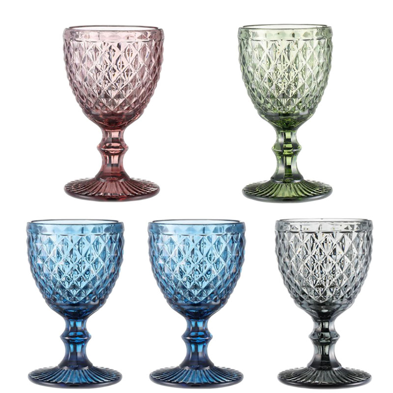 240ml 300ml 4colors European style embossed stained glass wine lamp thick goblets
240ml 300ml 4colors European style embossed stained glass wine lamp thick goblets