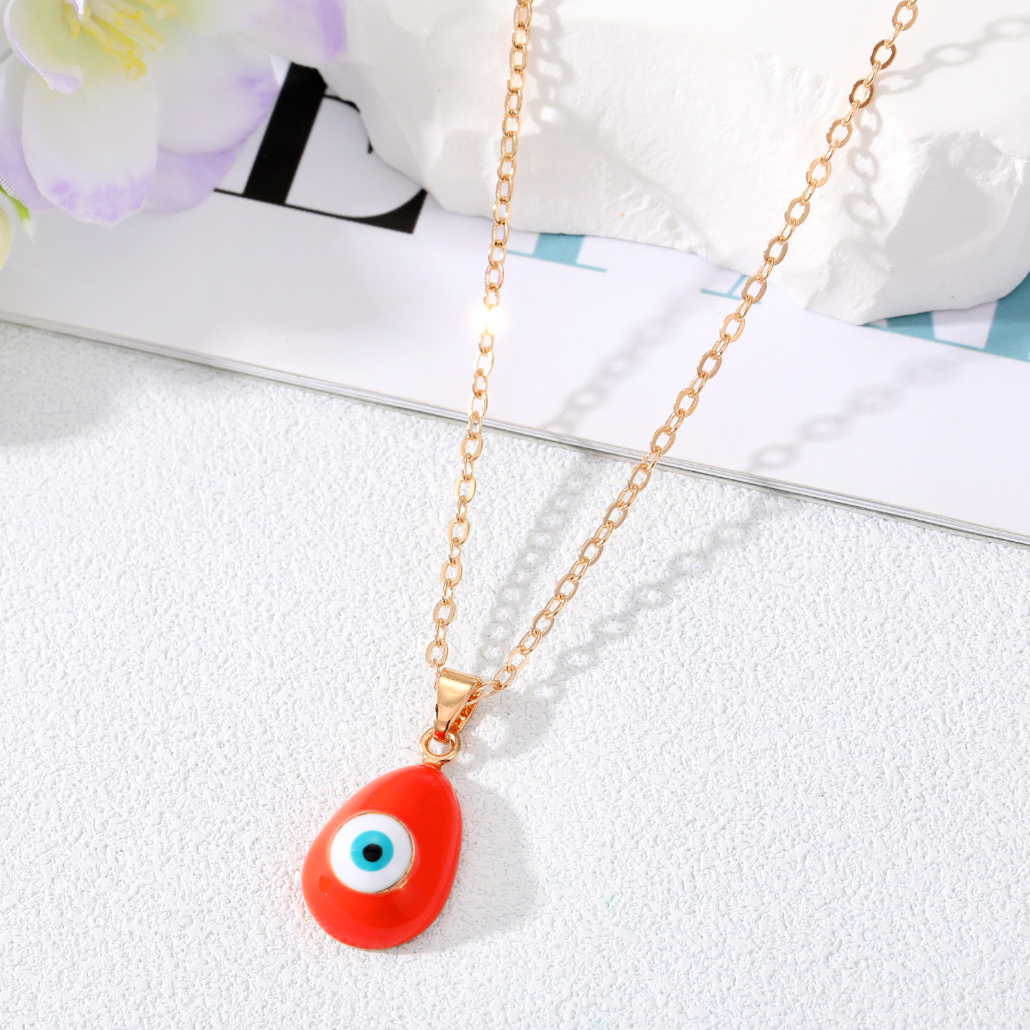 Enamel Evil Eye Pendant Necklace For Women Hollow Turkish Lucky Blue Red Eye Choker Necklaces Clavicel Chains Party Jewelry