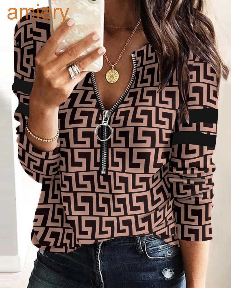 Women Designer Clothes Fashionable T Shirts Woman T-shirt Blouses Printed Zipper Long Sleeve New Casual Ladies Quality Top Sweatshirts -XXXL, Light brown print
Women Designer Clothes Fashionable T Shirts Woman T-shirt Blouses Printed Zipper Long Sleeve New Casual Ladies Quality Top Sweatshirts -XXXL, Light brown print