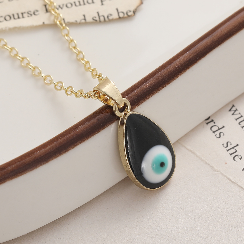Water drop Enamel Evil Blue Eyes Pendant Necklace For Womens Turkish Lucky Eye Choker Necklaces Clavicel Chains Wedding Party Jewelry