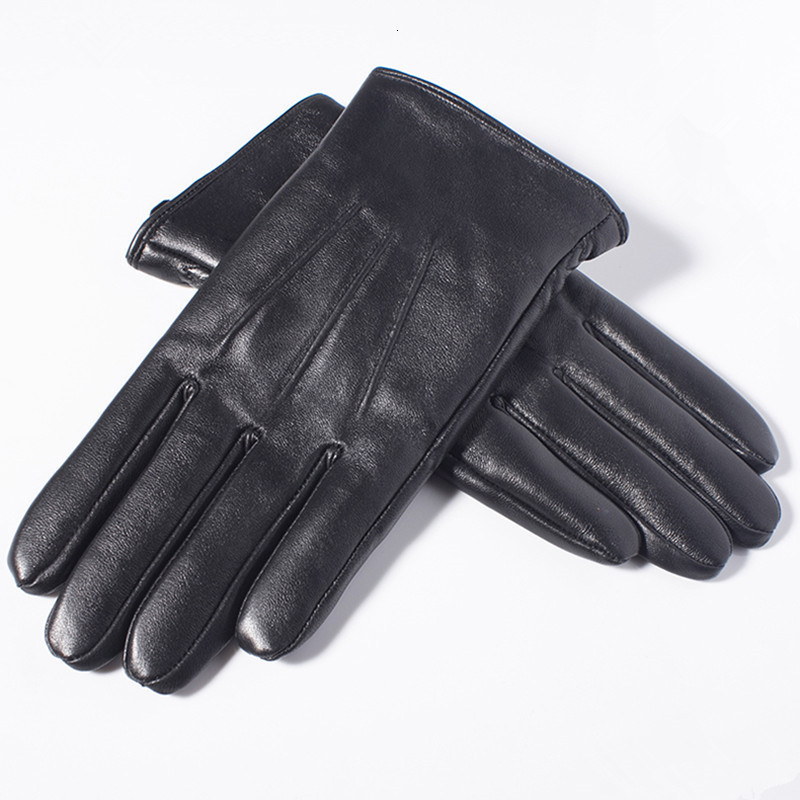 Five Fingers Gloves Gours Men's Genuine Leather Real Sheepskin Black Touch Screen Button Wool Lining Winter Warm Mittens GSM050 221116
