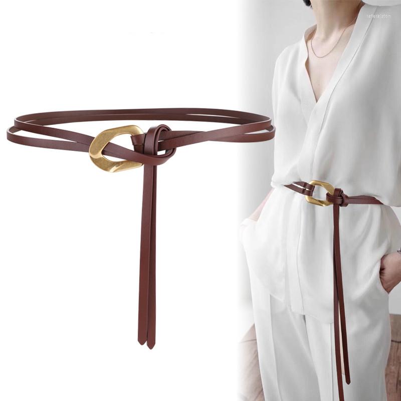 Belts Cowskin Waistbands For Women Thin Double Layer Genuine Leather Skirt Fashion Knot Strap Long Soft Cummerbund Dress, Black
Belts Cowskin Waistbands For Women Thin Double Layer Genuine Leather Skirt Fashion Knot Strap Long Soft Cummerbund Dress, Black